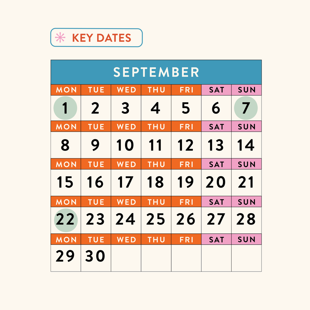September - Dates for your calendar