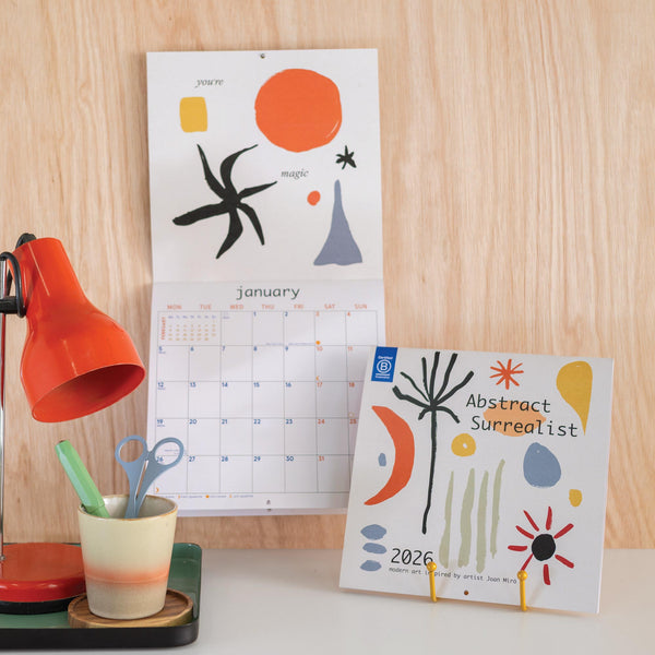 2026 Abstract Surrealist calendar. Modern art inspired.