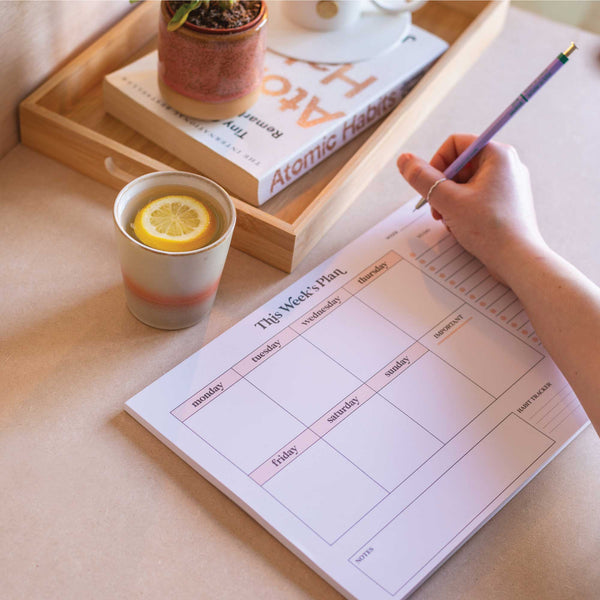 a4 weekly planner pad. paper planning pad. pastel planner. vertical planner. portrait planner. recycled paper pad.