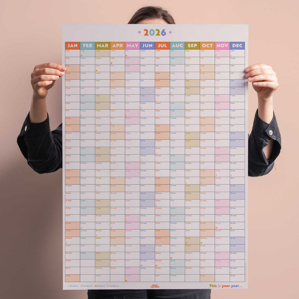 2026 pastel portrait wall planner with soft colour palette and clean layout