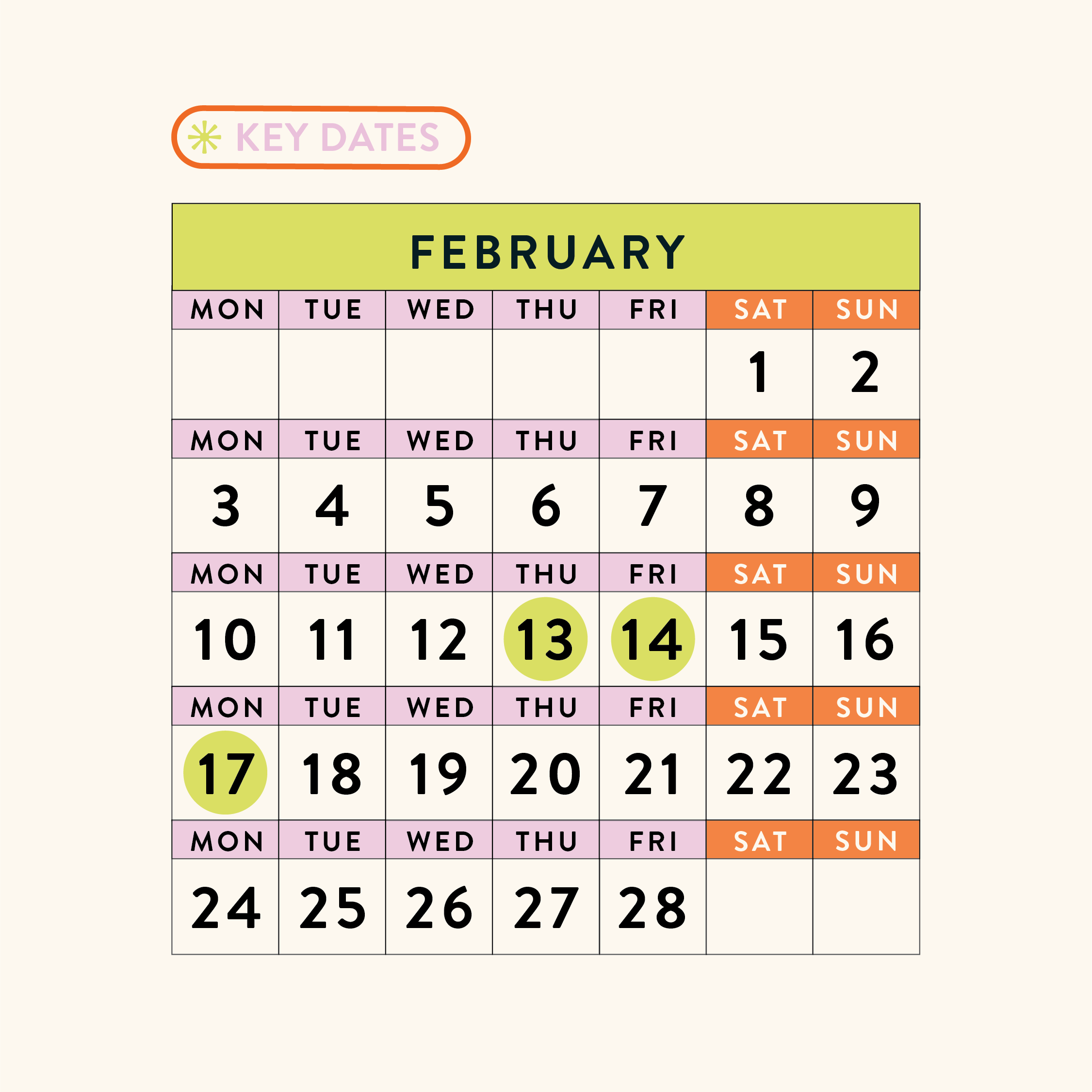 February 2025 - Dates for your Calendars