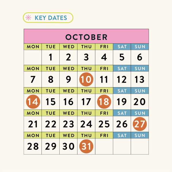 October 2024 - Dates for your Calendars