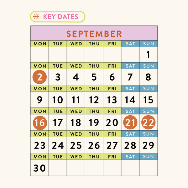 September 2024 - Dates for your Calendars