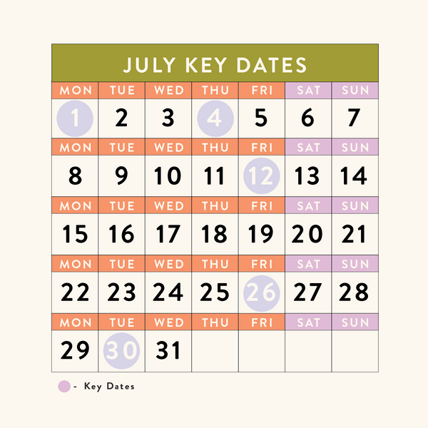 July 2024 - Dates for your Calendars