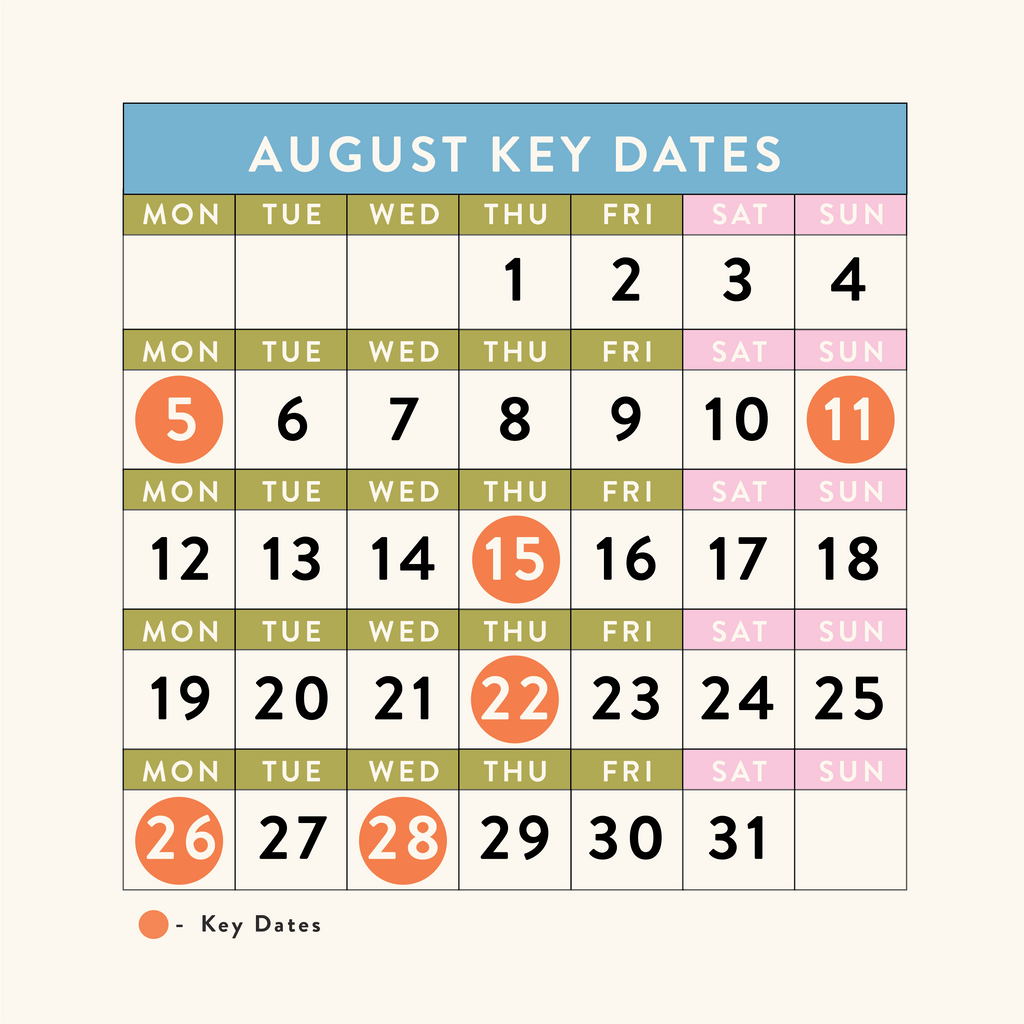 August 2024 - Dates for your Calendars