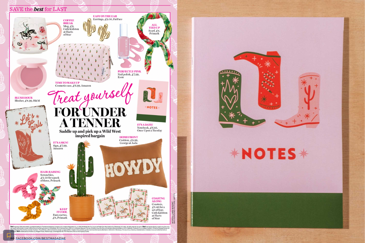 Cowboy Boots Notebook by Once Upon a Tuesday featured in Best Magazine
