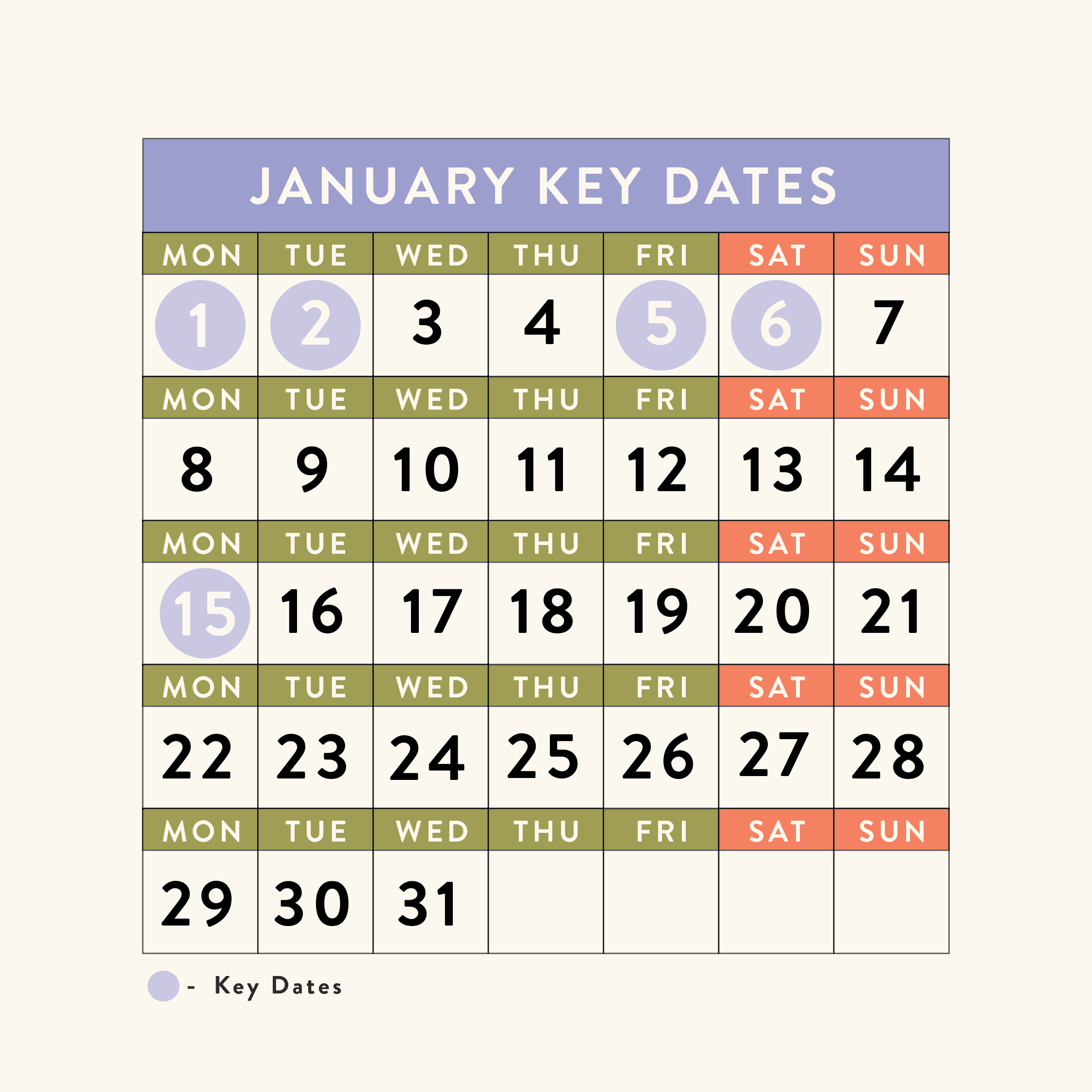 January 2024 Dates for your calendar