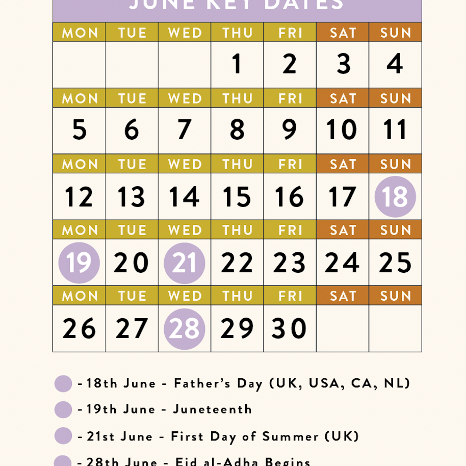 June 2023 Calendar Dates