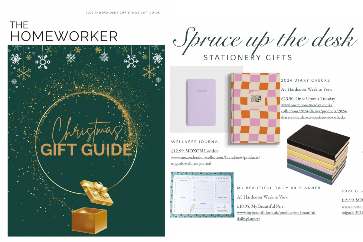 the homeworker christmas gift guide 2023 featuring 2024 checks diary by once upon a tuesday.