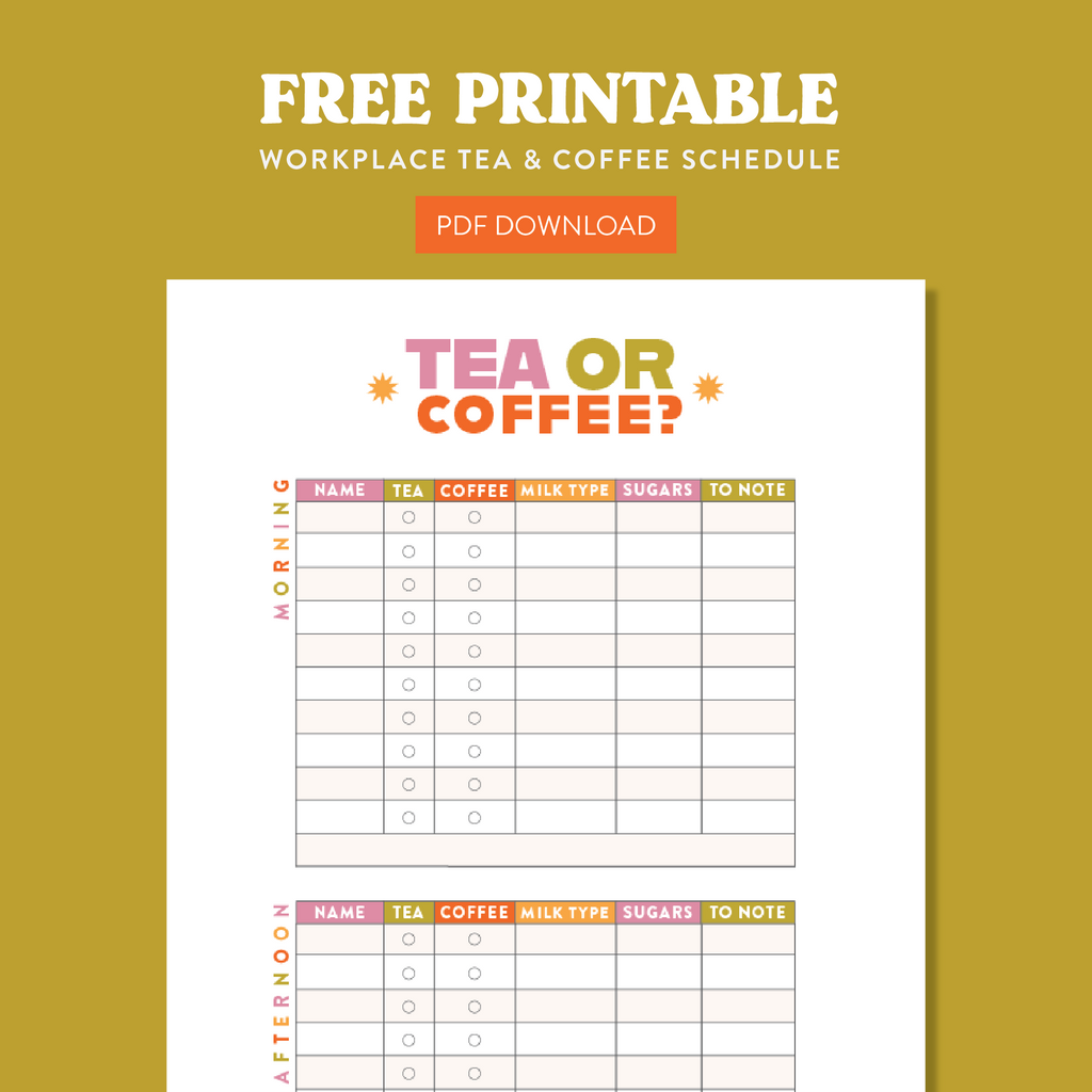 FREE DOWNLOAD: Tea & Coffee Office Chart