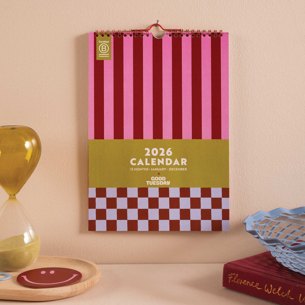 Bright and Bold, stripes and checks 2026 calendar.