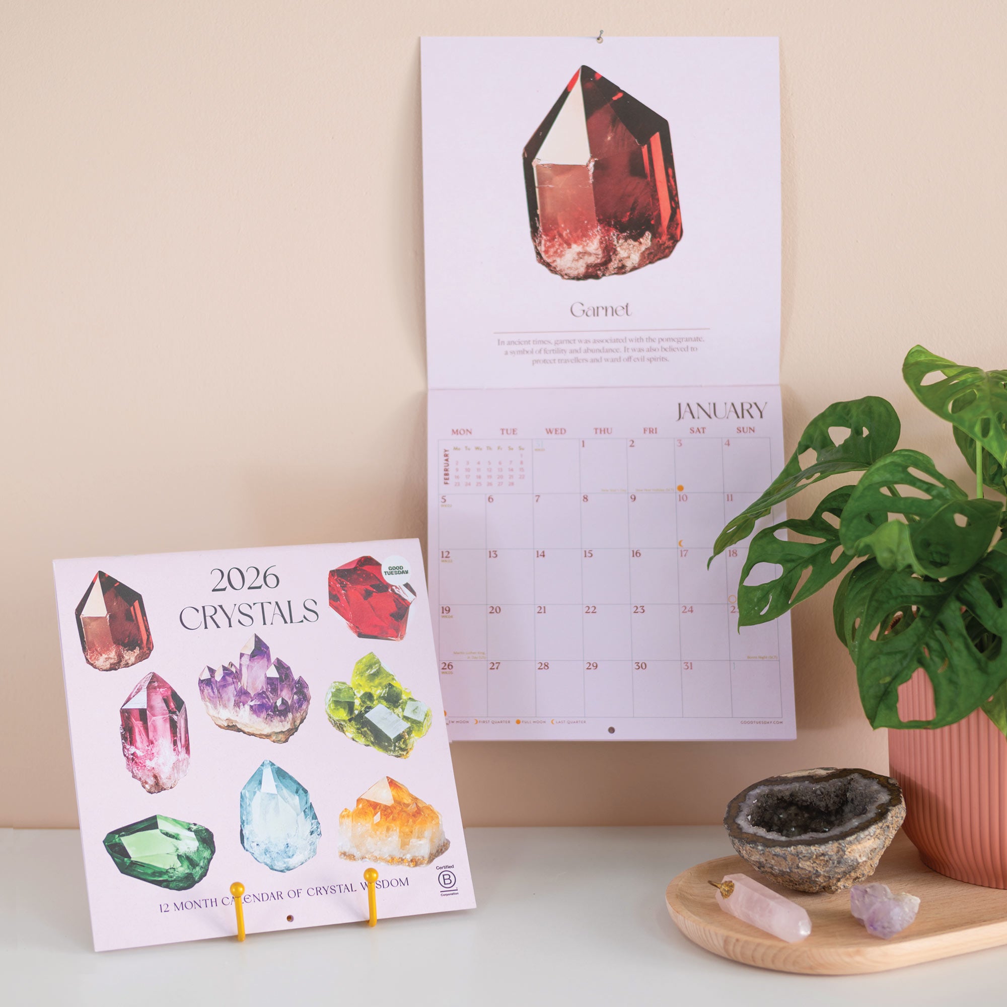 2026 Crystals calendar. 12-month Planner. 