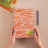 2022 diary with orange and white zebra pattern. 100% Recycled paper. 