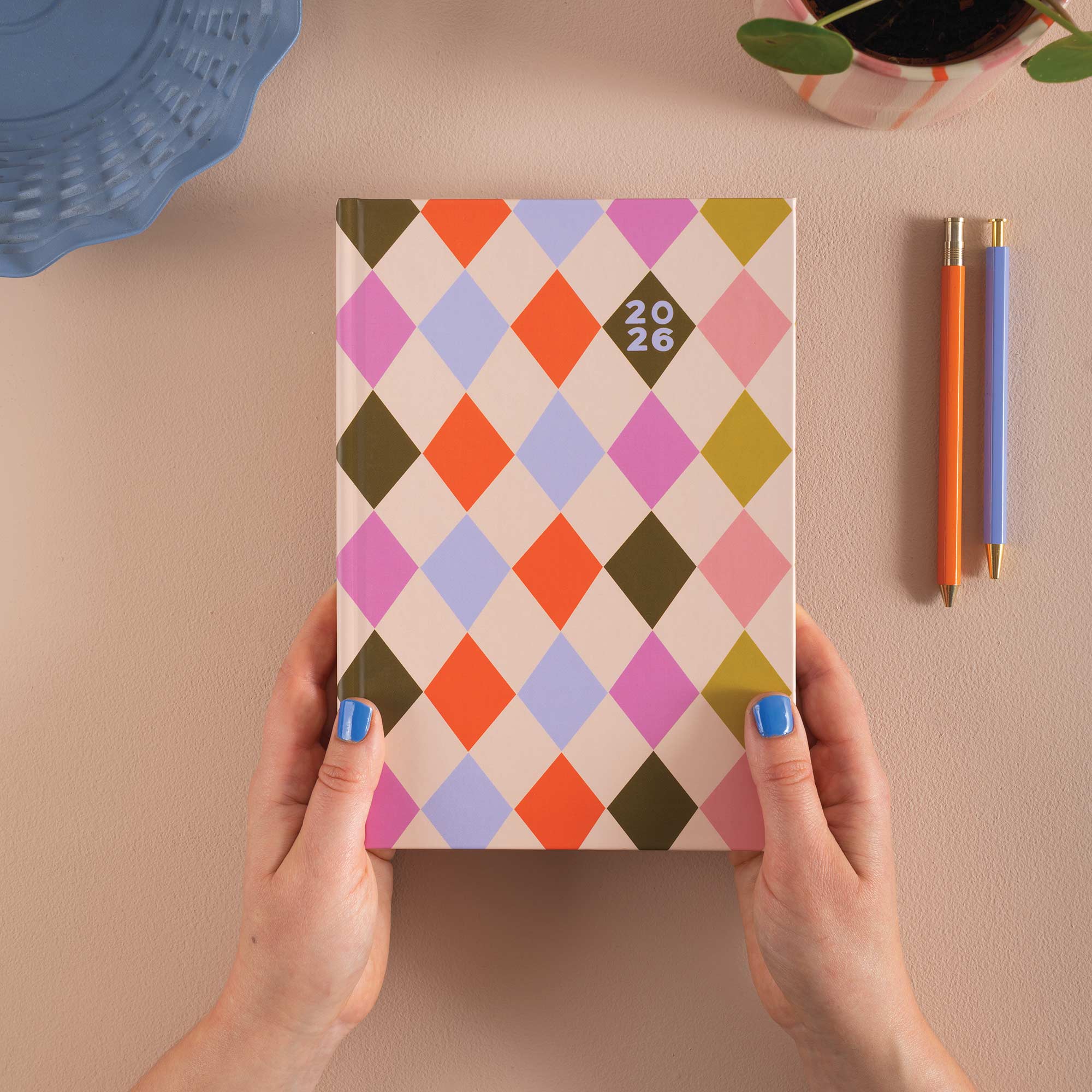 Colorful diamond patterned 2026 Diary. 