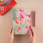 2026 Diary with pink and green abstract design. Hazy Ink Design. 