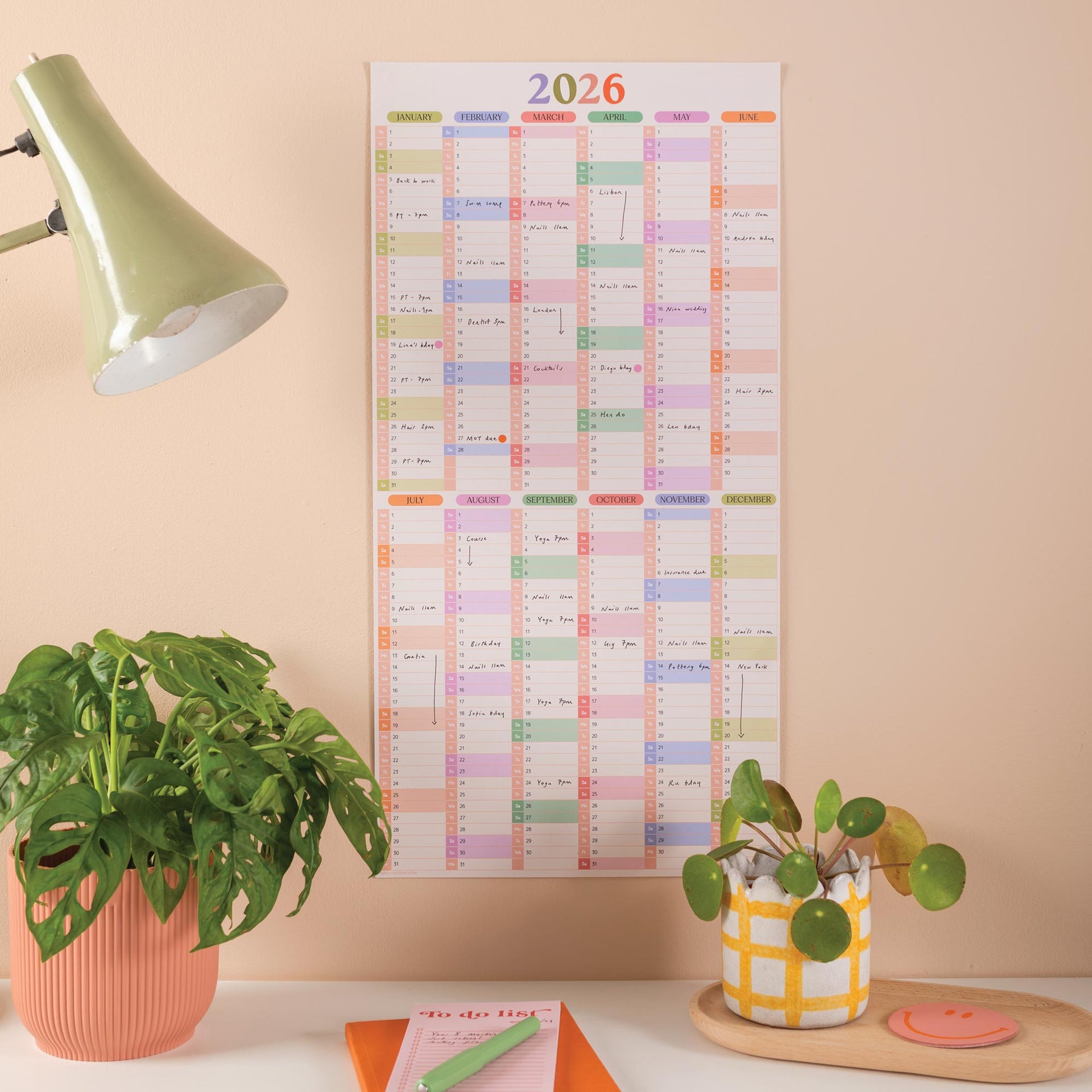 2026 Wall Planner Pastel Portrait