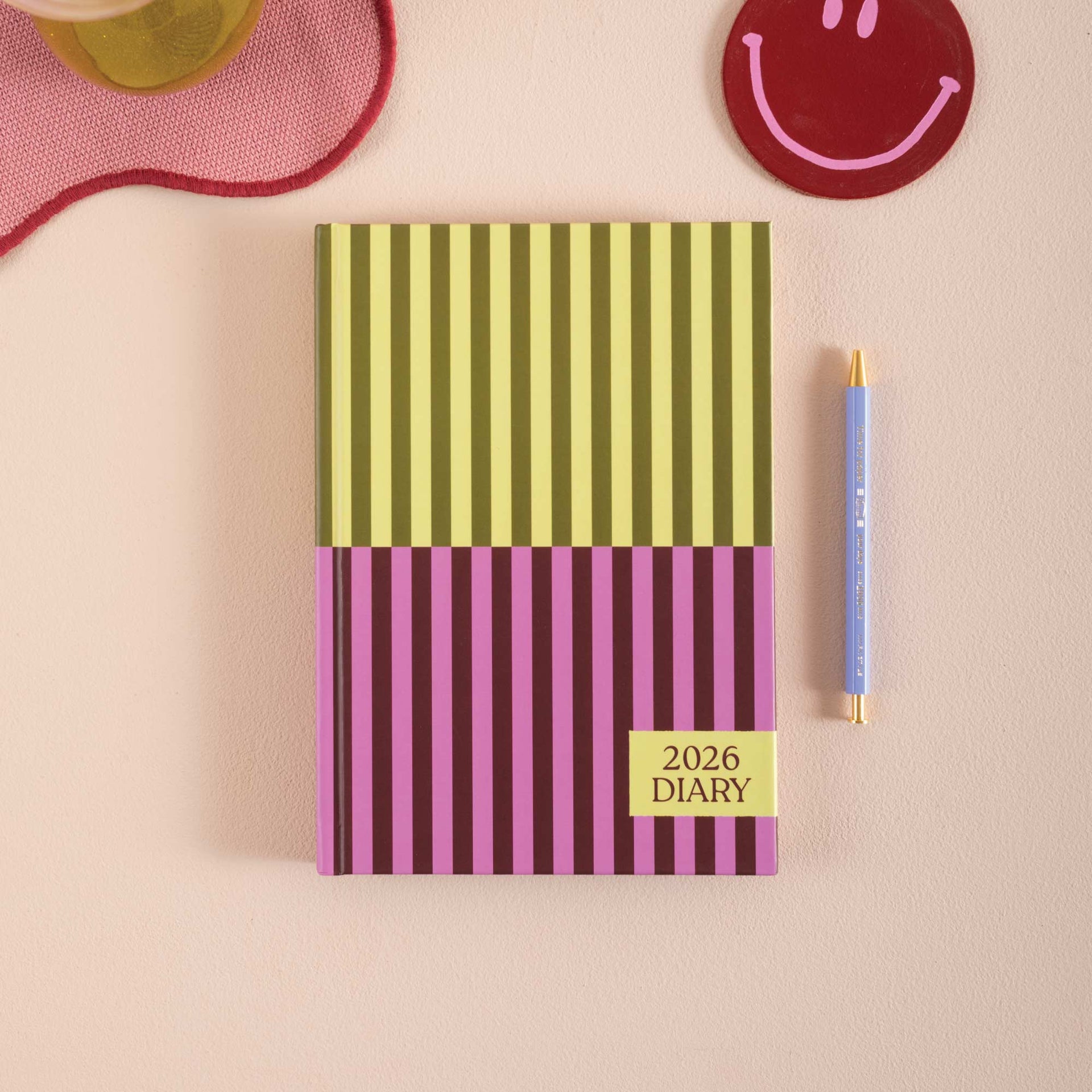 2026 Diary A5 Hardcover Week to View Pistachio Stripe