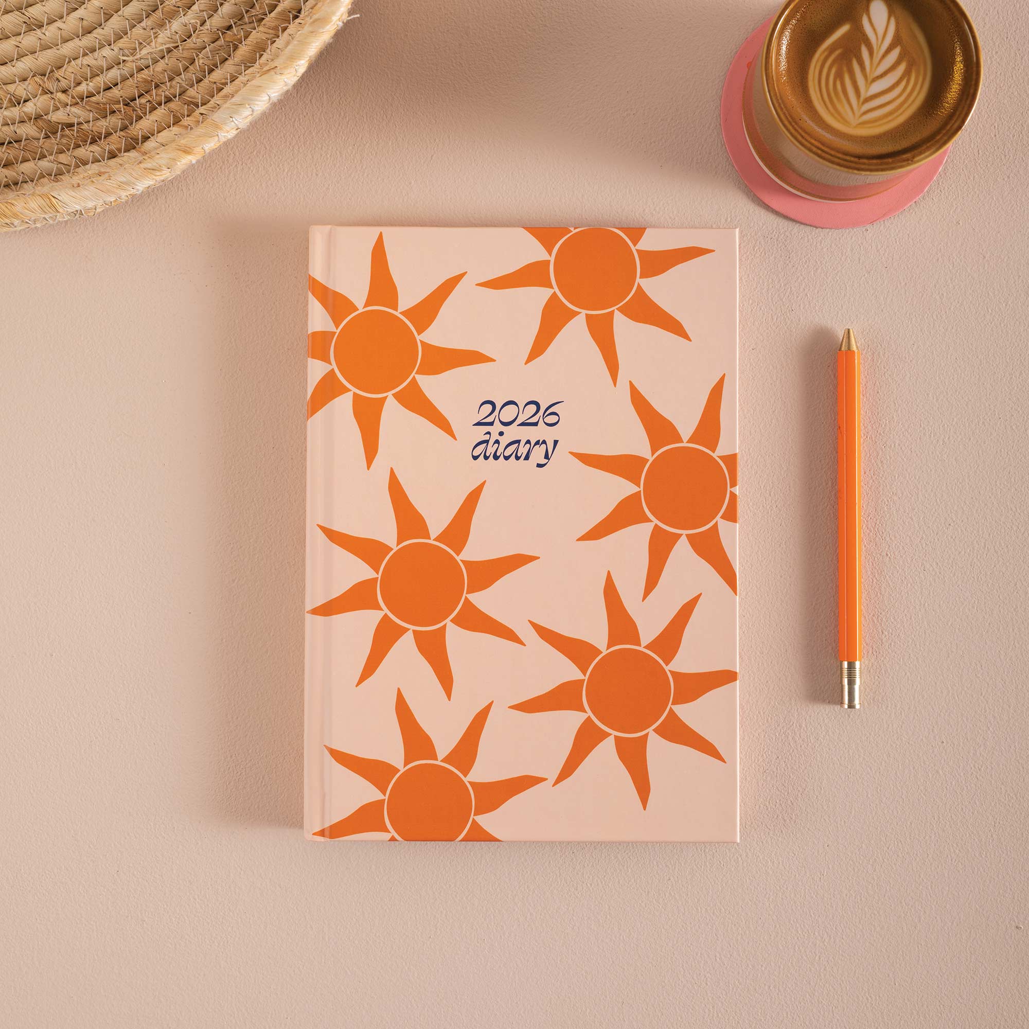 2026 diary with sunflower design. Orange and Peachy colours. 
