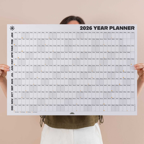 2026 black and white landscape wall planner