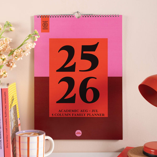 Bold Block Academic Family Planner 2025–2026 cover design with bold colourblock