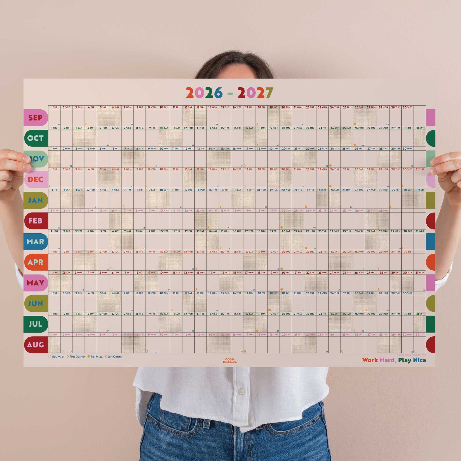 2026 2027 Landscape Academic Year Wall Planner Play Nice Arches