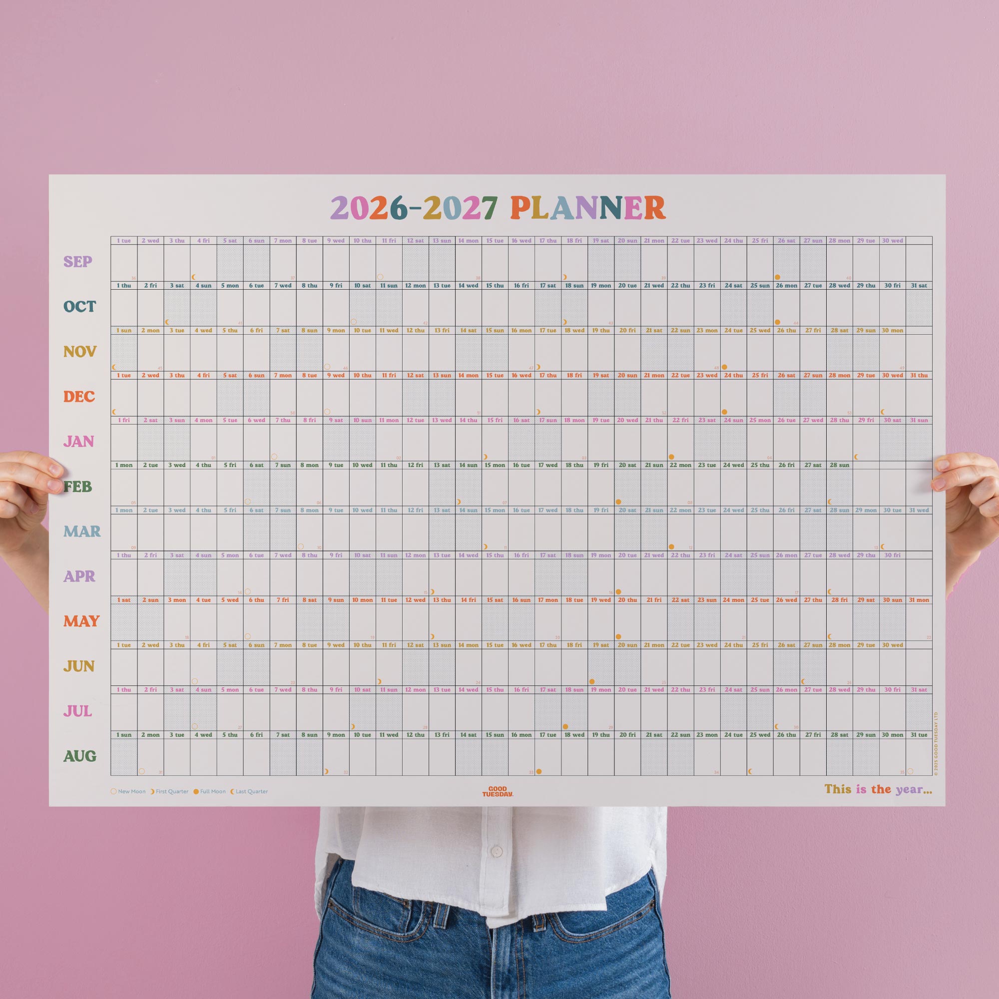 Good Tuesday 2026-2027 academic A1 Landscape wall planner, this is the year.
