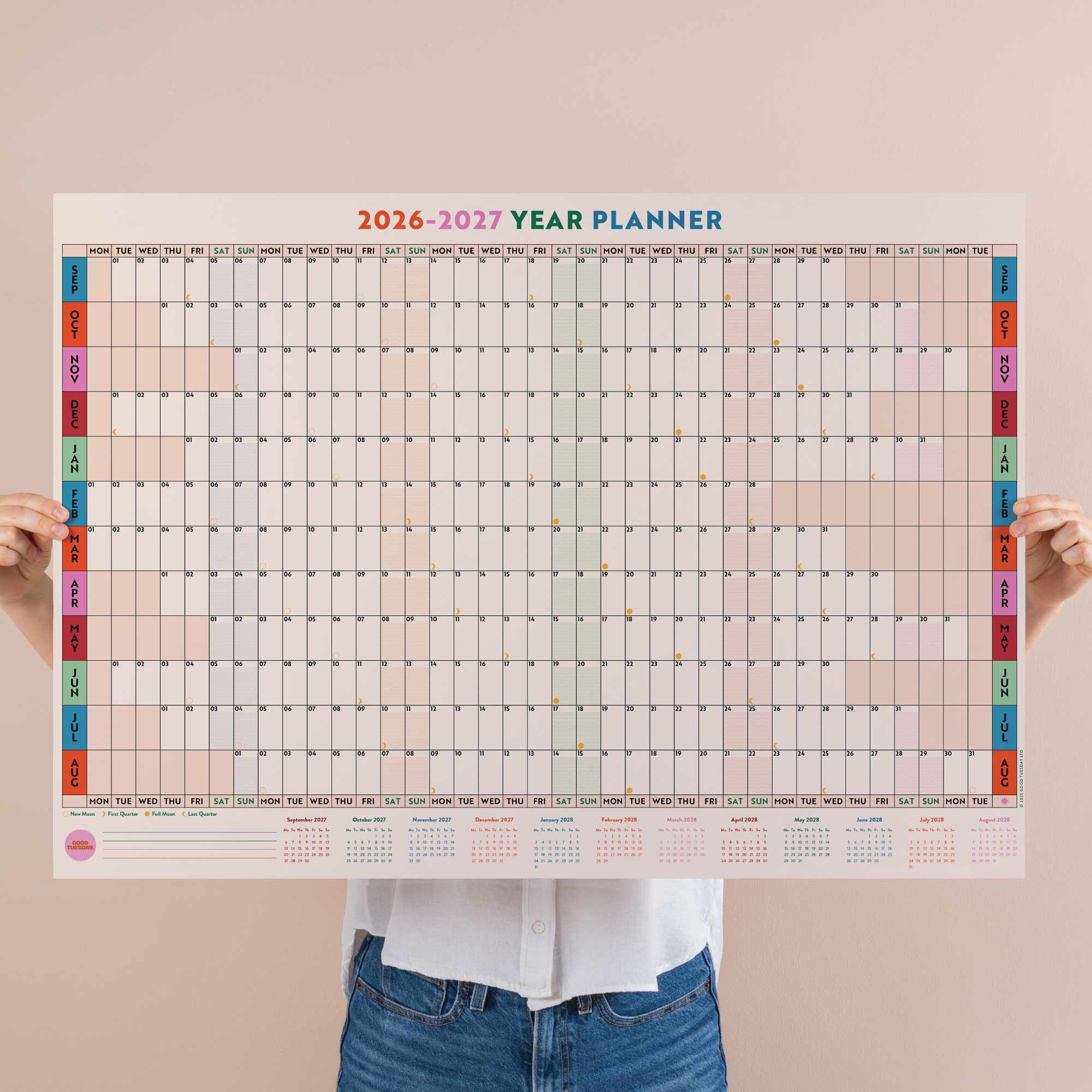 A1 Landscape wall planner, bold design, Work Hard, Play Nice. 