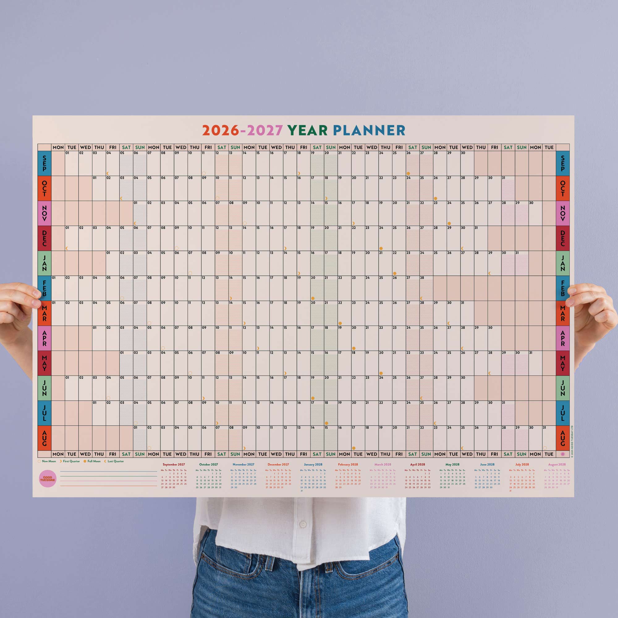 A1 Landscape wall planner, bold design, Work Hard, Play Nice by Good Tuesday.