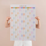 Pastel design academic wall planner, in portrait. 2026-2027 year. 