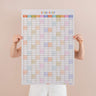 Pastel design academic wall planner, in portrait. 2026-2027 year. 