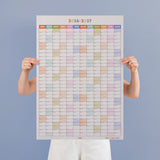 Pastel design academic wall planner, in portrait by Good Tuesday. 2026-2027 year.