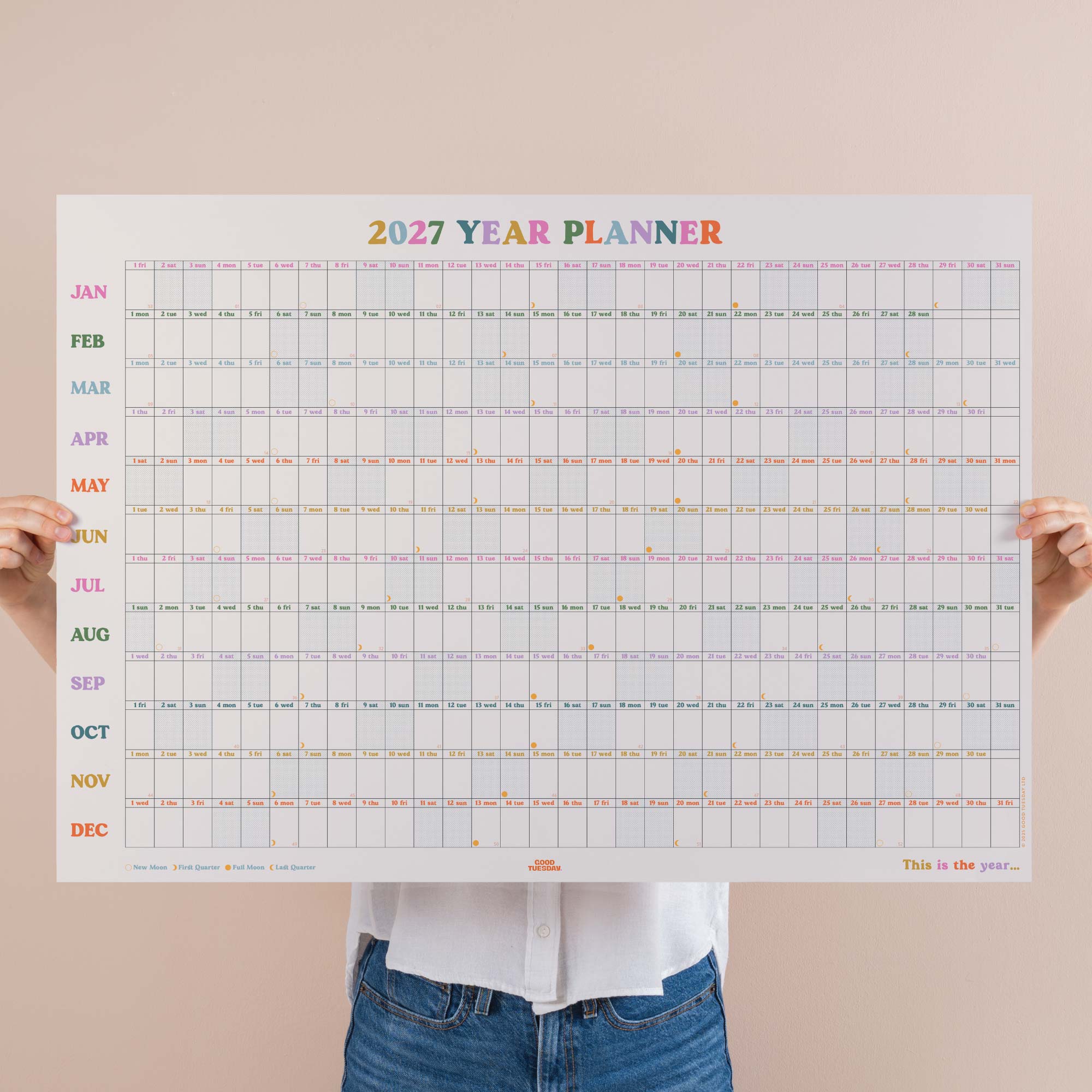 Good Tuesday 2027 A1 Landscape wall planner, this is the year