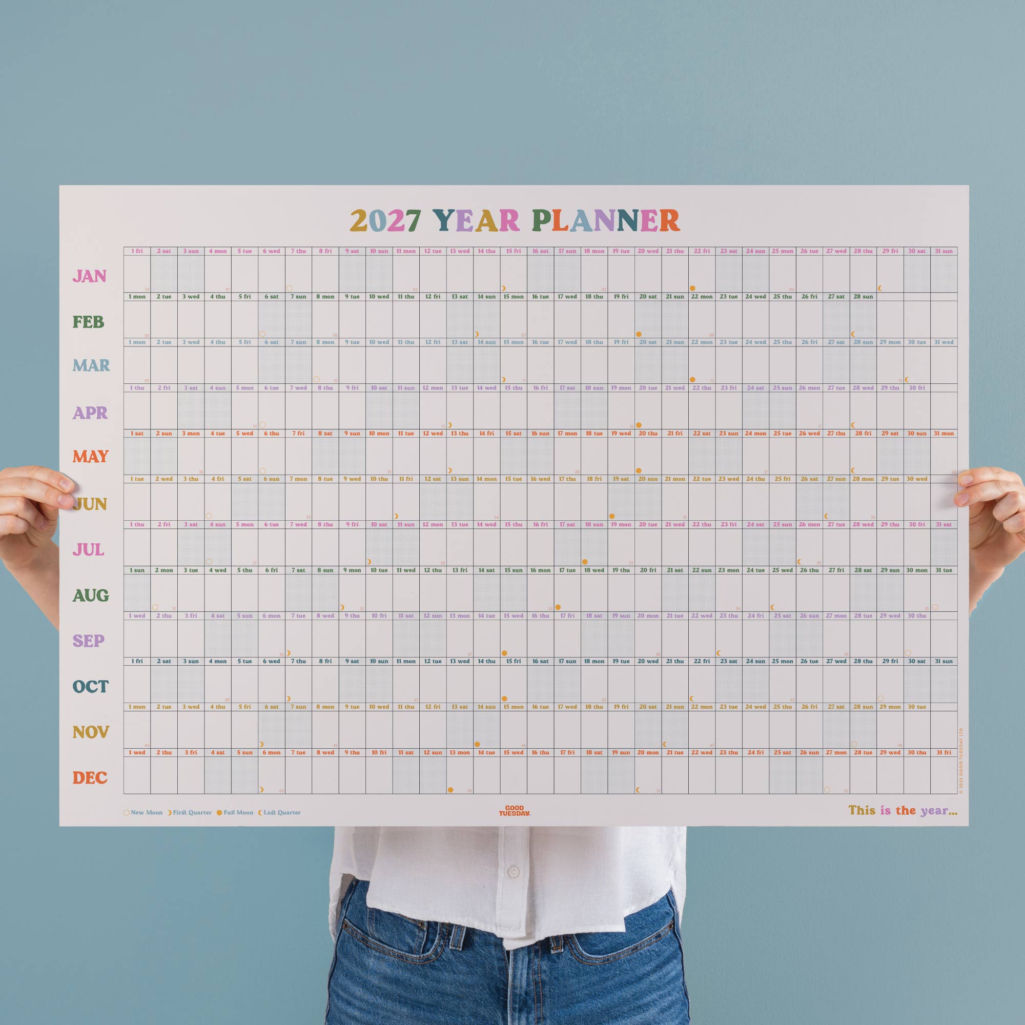 Good Tuesday 2027 A1 Landscape wall planner, this is the year