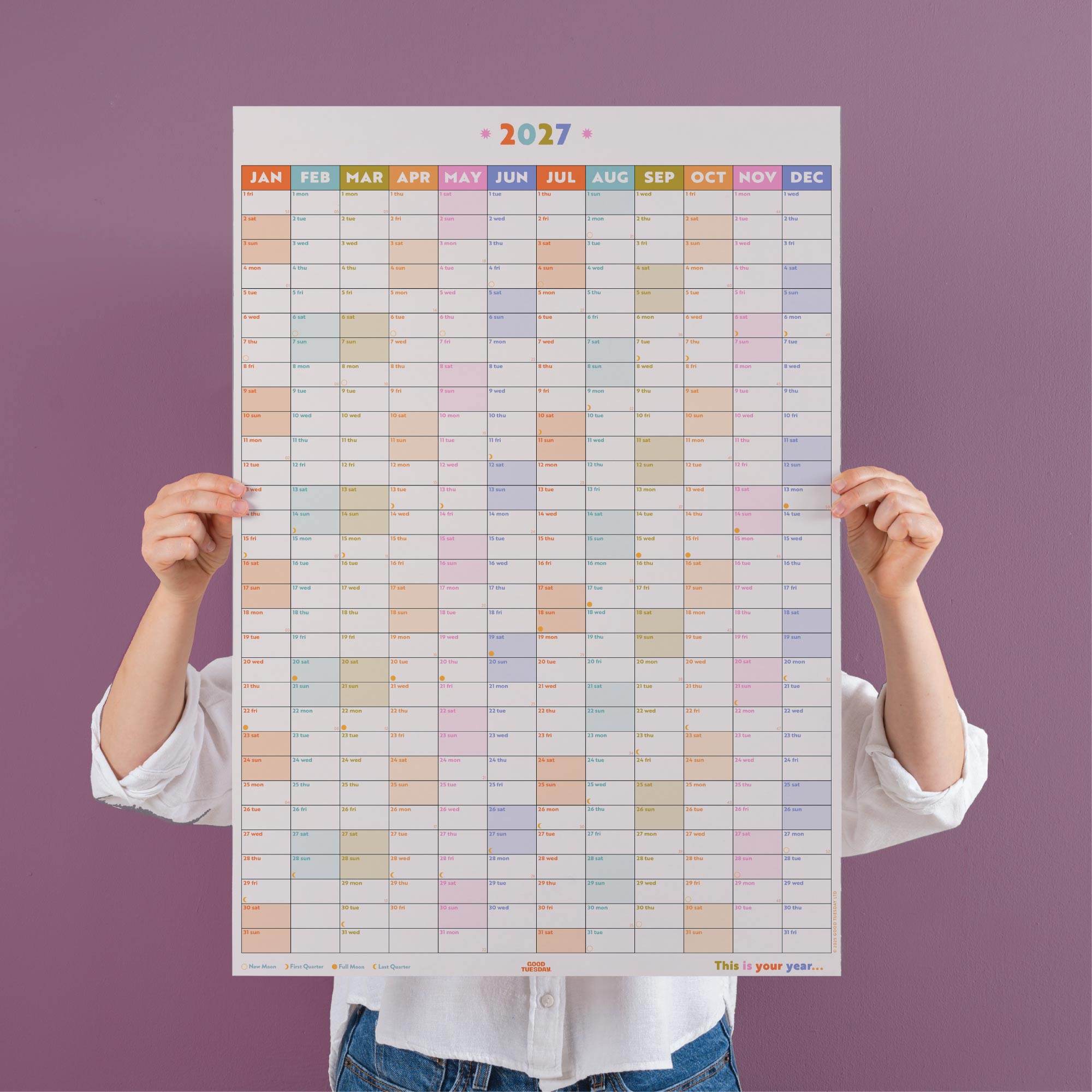 2027 Year Wall Planner, Your year in pastels, by good tuesday