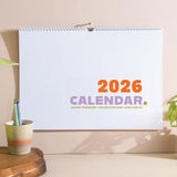 2026 Colour Pop Calendar in a landscape design. 100% Recycled Paper. Made in The UK. 