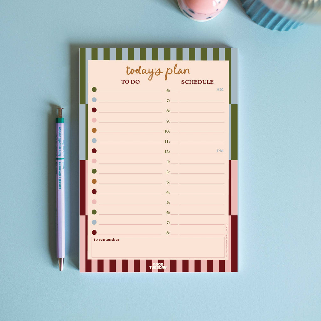 Boho Nouveau Daily Planner Pad. Section for To do's and a section for Daily Schedule. 