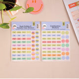 Good Tuesday's Two sheets of stickers labeled 'Bank Holiday & Notable Date Stickers' and 'Celebration Stickers'. Variety of colourful stickers.