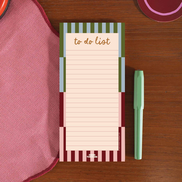 Colorful 'to do list' notepad. Boho Nouveau Design. 