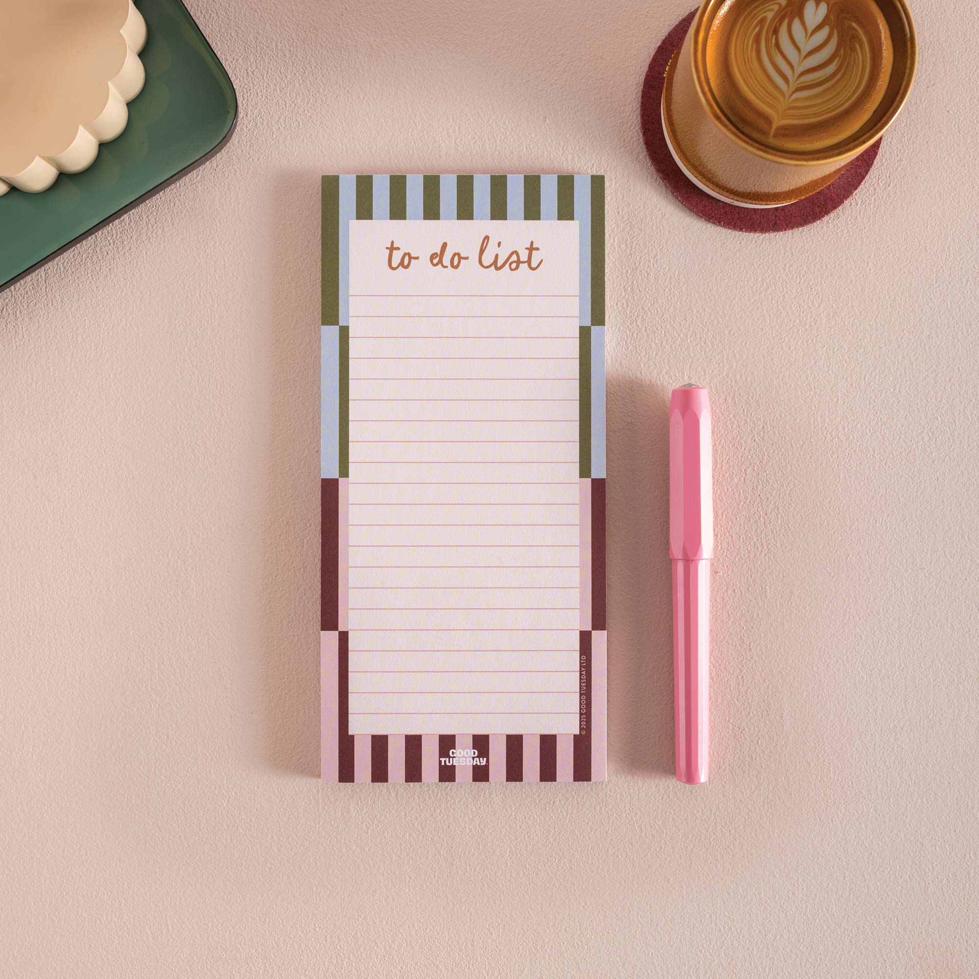Good Tuesday's Boho Nouveau to do list pad. Striped design. 100% Recycled paper.