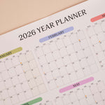 2026 year planner showing February with colored sections for January, February, and May.