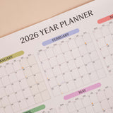 2026 year planner showing February with colored sections for January, February, and May.