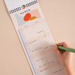 2026 Couples Calendar, oranges, reds and peach colour scheme. Column for each person. 