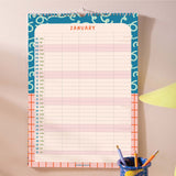 Monthly wall calendar, for families with different name columns 