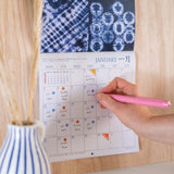 2026 Japanese Shibori pattern Calendar with recycled paper and plastic-free packaging.