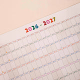 2026-2027 academic wall planner, landscape, bold colour design. Work Hard. Play Nice. 