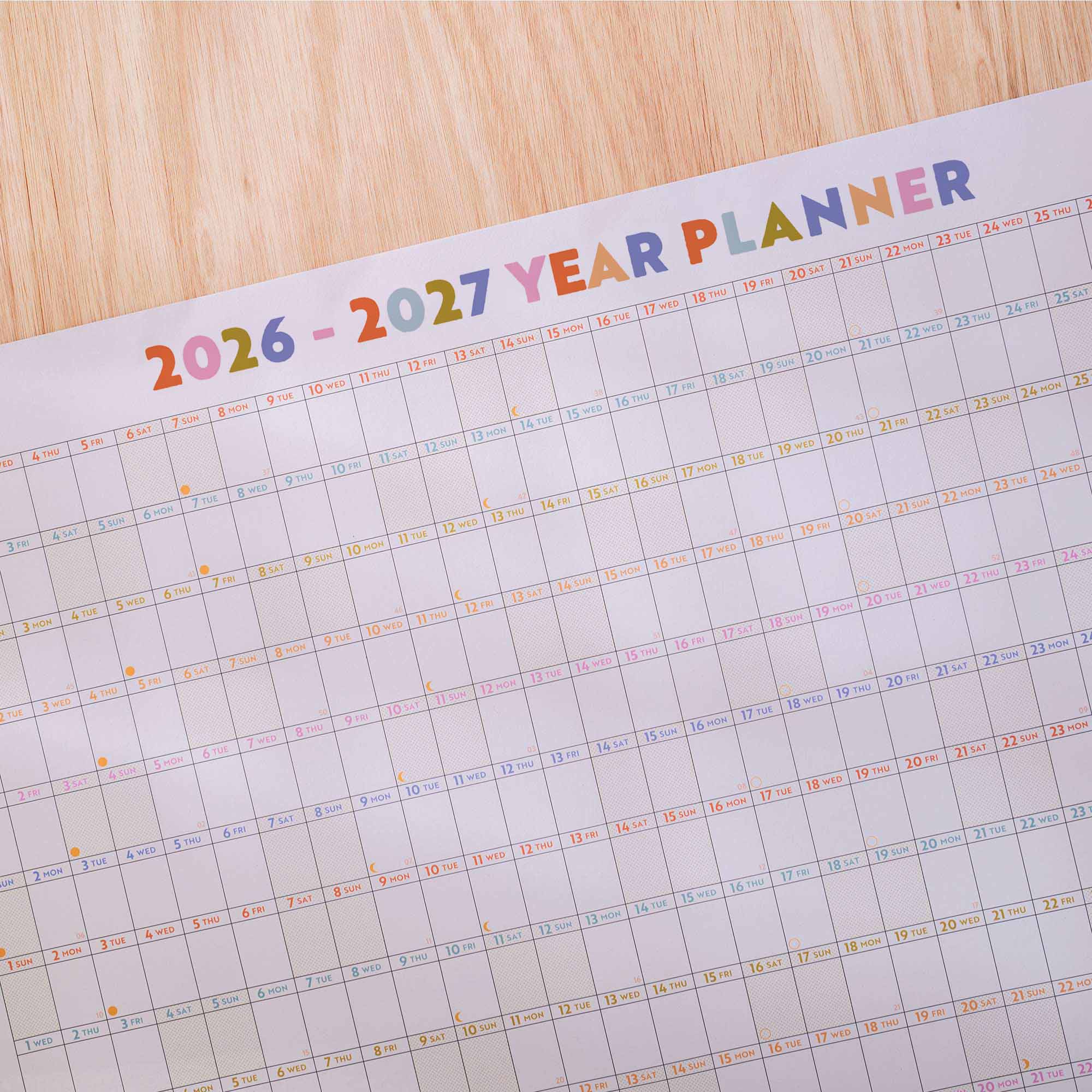 Your year in pastels wall planner, 2026-2027 academic year, pastel colours. 