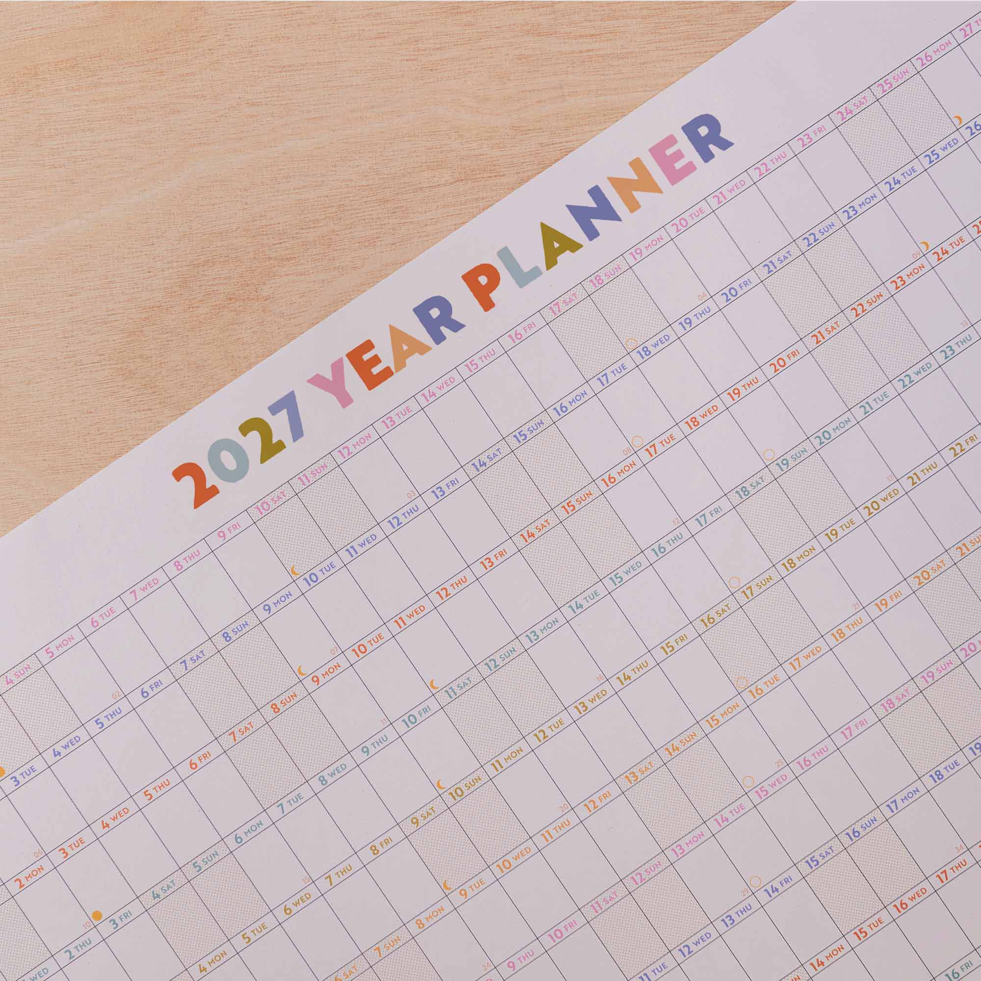 2027 landscape wall planner, in pastels 