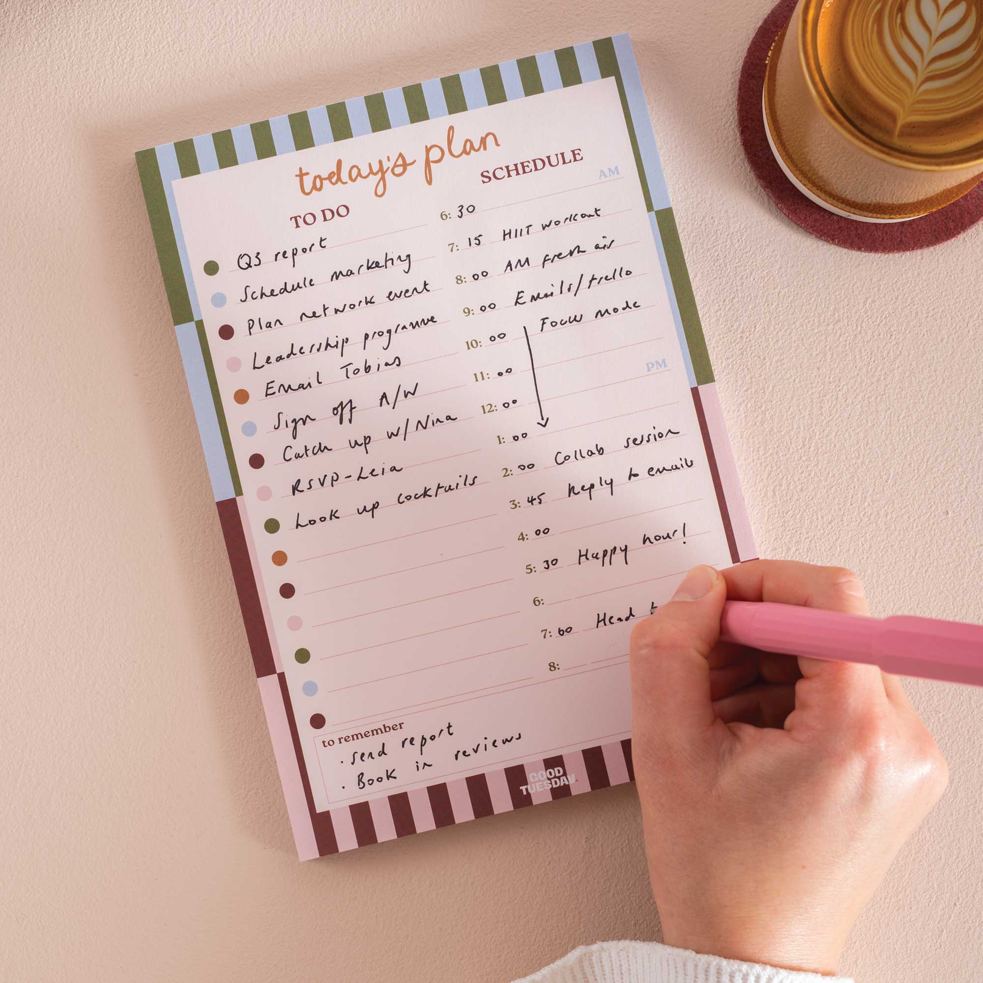 Good Tuesday's Boho Nouveau style daily planner pad. 100% Recycled paper. 