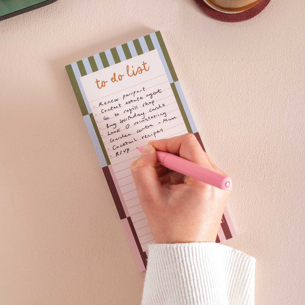 Good Tuesday's Boho Nouveau to do list pad. Striped design. 100% Recycled paper.