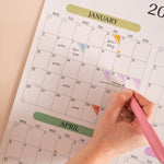 2026 year planner, with pastel colours. View your year at a glance. 